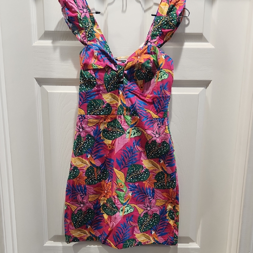Vibrant Tropical Print Dress